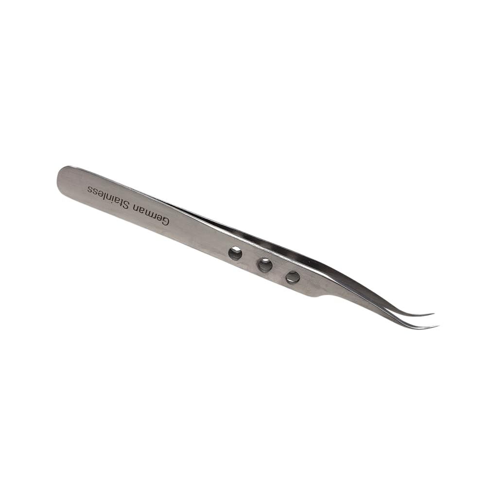 Professional Stainless Steel Tweezers 4.75" with Fine Precision Tips & Fenestrated Handle Suitable for Facial Hair, Splinter and Ingrown Hair Removal Beauty and Personal Care HIGH TECH INSTRUMENTS