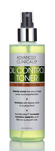 Advanced Clinicals Oil Control Purifying Facial Mist Toner. Hydrating, Non-Greasy Tea Tree Oil, Witch Hazel Toner W/Aloe Vera Face Mist Cleans Pores Beauty & Personal Care Advanced Clinicals