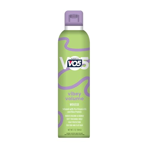 Alberto V05 Vibey Volume Mousse - Volumizing Hair Mousse - with Pro-Vitamin B5 and Rice Protein - Crunch-Free Hold - For Fine and Flat Hair - 7 oz Beauty & Personal Care VO5