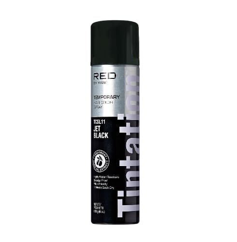 Kiss Root Cover Up Gray Concealer Spray Tintation Temporary Hair Color Spray Root Touch Up Hair Dye Large Size 6 oz. (Jet Black) Beauty & Personal Care Red by Kiss
