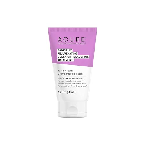 Acure Radically Rejuvenating Bakuchiol Facial Cream - Plant Squalane Retinol Alternative for Overnight Skin Treatment- Vegan Plant-Based Extract Beauty & Personal Care Acure