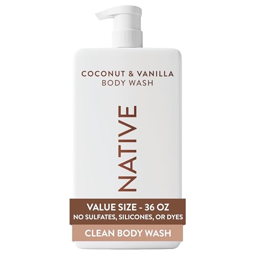 Native Body Wash for Women & Men, Coconut & Vanilla, 36 oz Pump Bottle, Sulfate-Free & Gentle Beauty & Personal Care Native