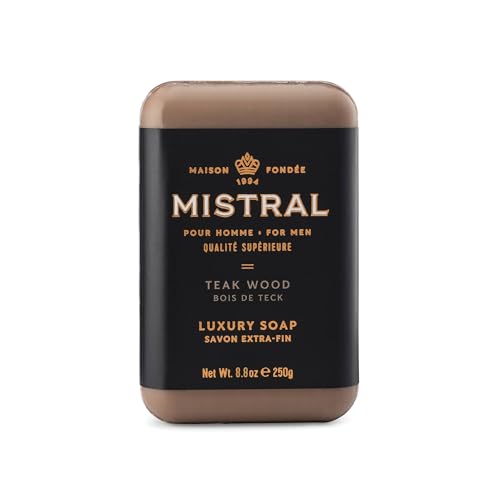Mistral Teak Wood Luxury Bar Soap for Men | Men’s Natural Soap Bar | Paraben, Phthalates Free | Moisturizing & Triple-Milled Natural Soap for Men Beauty & Personal Care Mistral