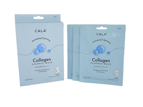 Cala Collagen Essence Facial Sheet Masks, 5 Pack - Ultra-Thin Hydrating Face Mask Sheets with Tea Tree + Herbal Extracts, Hyaluronic Acid Beauty & Personal Care Cala
