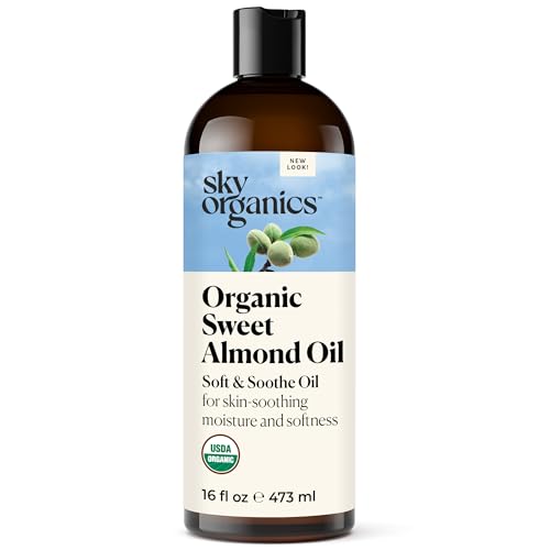 Sky Organics - Organic Sweet Almond Oil, 16 fl oz - Soft & Soothe Oil - Skin Moisturizer - Silky, Lightweight Texture - 100% Pure - Non-Greasy Beauty & Personal Care Sky Organics