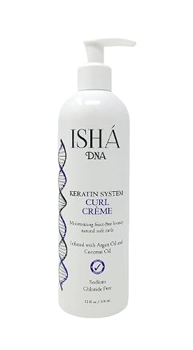 ISHA DNA Keratin System Curl Creme - Infused with Argan Oil and Coconut Oil - Moisturizing Frizz Free Bouncy Natural Soft Curls - Curling Cream Beauty & Personal Care ISHA DNA