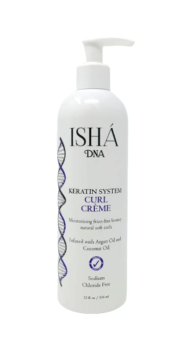 ISHA DNA Keratin System Curl Creme - Infused with Argan Oil and Coconut Oil - Moisturizing Frizz Free Bouncy Natural Soft Curls - Curling Cream Beauty & Personal Care ISHA DNA