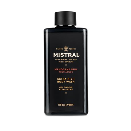 Mistral Men's Body Wash & Shampoo, Mahogany Rum 13.5 oz | 2-in-1 Natural Shower Gel for Men | SLS, Paraben & Phthalate Free | Natural Men’s Body Wash Beauty & Personal Care Mistral