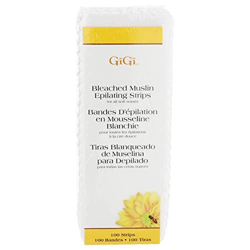 GiGi Bleached Muslin Wax Strips for Waxing - 100 Count Epilating Wax Strips for Hair Removal, Ideal for Facial and Body Waxing, Spa Use Beauty and Personal Care GIGI