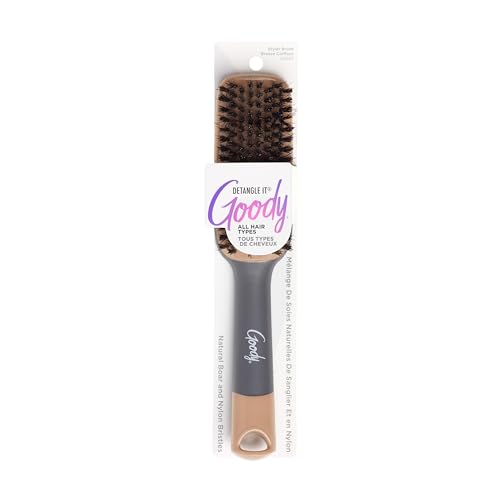Goody Detangle It Boar Bristle Hair Brush, Use as a Detangling or Styling Brush, Conditions & Boosts Shine, Helps Tackle Knots & Reduce Frizz, For Wet Beauty & Personal Care GOODY