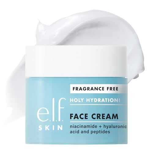 e.l.f., Skin Holy Hydration! Face Cream with Hyaluronic Acid, Fragrance Free, Niacinamide and Peptides, Nourishing Moisturizer Beauty & Personal Care e.l.f.
