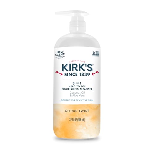Kirk's Citrus Twist 3-in-1 Nourishing Cleanser, Shampoo Body Wash Bubble Bath, Coconut Oil and Aloe Vera, Vegan Non-GMO, 32 Fl Oz Beauty & Personal Care Kirk's