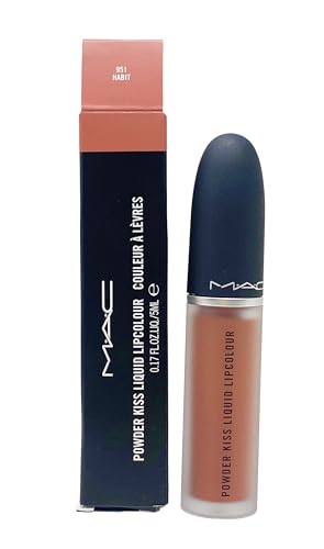 MAC Cosmetics Powder Kiss Liquid Lipcolour - 951 Habit (Peachy nude) .17 oz / 5 ml Beauty & Personal Care MAC