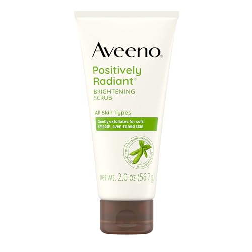 Aveeno Positively Radiant Skin Brightening Exfoliating Daily Facial Scrub, Moisture-Rich Soy Extract, helps improve skin tone & texture, Oil Beauty & Personal Care Aveeno