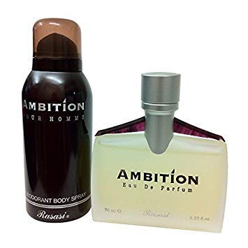 RASASI Ambition Ambition Men EDP & Deo Perfume 70ml + Deodorant 150ml | Bergamot, Floral Spices, Musk and Amber | Iris, Peony, Rose, Cassis, Freesia Beauty & Personal Care RASASI