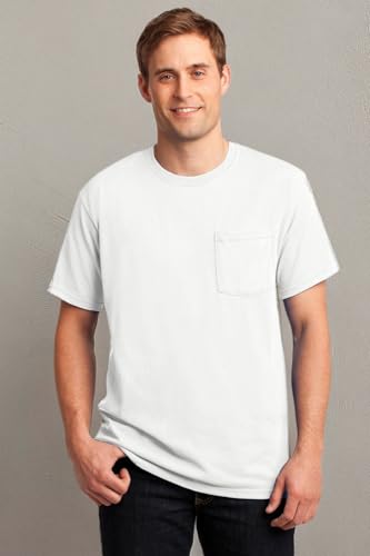 Jerzees Men's Dri-Power Short Sleeve T-Shirt (Pocket & No, Pocket-3 Pack-White, Large Beauty & Personal Care Jerzees