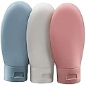 ZALUJMUS Travel Bottle, 3 Pcs Leak Proof Refillable Squeezable Containers Set(60 ml) with Label and Transparent Carry Bag for Liquid Shampoos, Soap Beauty & Personal Care ZALUJMUS