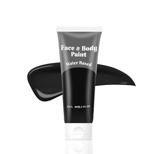 Black Face Body Paint,Water Based Cream Face Paint Halloween Makeup,Black Face Paint For Adult Carnival Cosplay Halloween SFX Skull Joker Zombie Beauty & Personal Care TUHPIBK