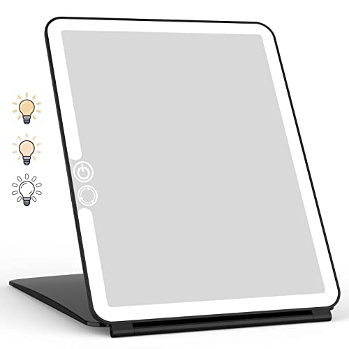 WEILY Portable Travel Mirror Makeup Mirror with 72 LED Lights, Touch Screen Three Colors Dimmable,Ultra Thin, 2000 mAh USB Rechargeable Foldable Beauty & Personal Care WEILY