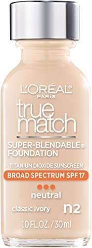 L’Oréal Paris Makeup True Match Super-Blendable Liquid Foundation, Classic Ivory N2, 1 Fl Oz,1 Count