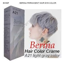 Berina Permanent Hair Dye Color Cream #A21 Light Grey Cool Hot Crezy Fashions Beauty & Personal Care Berina