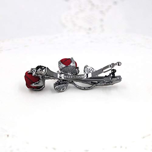 Elegant Rhinestones Rose Flower Metal Hair Clips Hair Barrette Ponytail Holder Slide Clips Hair Jewelry for Wedding,Party (Red) Beauty & Personal Care CEOZY