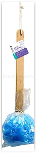 4pk 15" Long Wooden Handle Back Scrubber Bath Shower Mesh Sponge Exfoliating Body Brush Wash Nylon Puff Spa Beauty & Personal Care Bodico