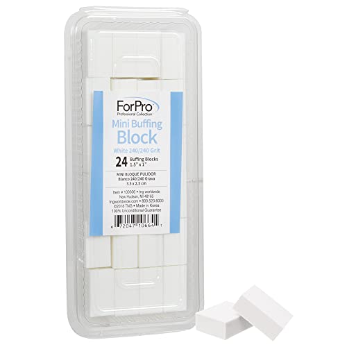 ForPro Professional Collection Mini Buffing Block, White, 240/240 Grit, Double-Sided Buffer, 1.5 L x 1 W x .5 H Inches, 24-Count Beauty & Personal Care ForPro Professional Collection