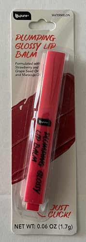 B.pure Plumping Glossy Lip Balm, Watermelon, 0.06 oz, Formulated with Strawberry and Grape Seed Oil and Maracuja Oil Beauty and Personal Care b.pure