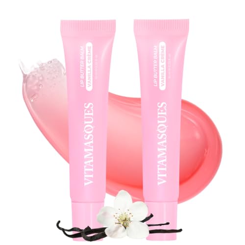 Vitamasques Lip Butter Balm Vanilla Creme Pack of 2, Korean Lip Balm - Peptide Lip Treatment - Lip Balm Hydrating - Light Tinted Lip balm - Made in Beauty and Personal Care Vitamasques