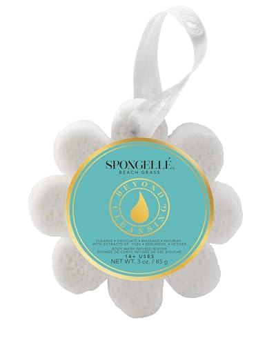 Spongellé Beach Grass Wild Flower Bath Sponge - Built-in Body Wash & Body Scrubber, Shower Loofah Sponge for Women - 14+ uses Beauty and Personal Care SPONGELLÉ