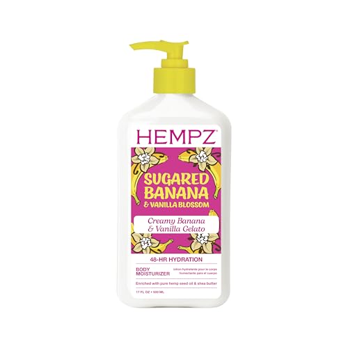 Hempz Sugared Banana & Vanilla Blossom Body & Hand Lotion, Ultra Hydrating Moisturizer for Men and Women, 17 oz Beauty & Personal Care Hempz