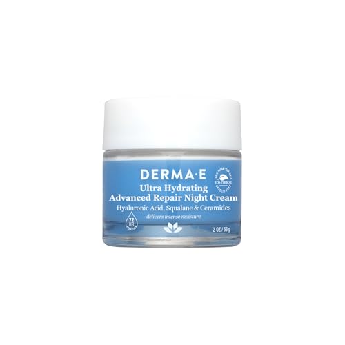 Derma E Ultra Hydrating Night Cream, Advanced Repair Overnight Face Moisturizer with Hyaluronic Acid to Replenish, Smooth and Nourish Skin, 2 oz Beauty & Personal Care Derma E
