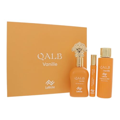 LUNICHE Qalb Vanille For Unisex - 3 Piece Set For Unisex: 3.4 Oz Eau De Parfum Spray, 0.3 Oz Eau De Parfum, 3.4 Oz Fragrance Mist Beauty & Personal Care LUNICHE