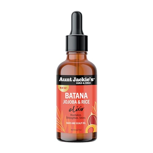 Aunt Jackie's Curls & Coils Batana, Jojoba & Rice Elixir Hair and Scalp Oil, 2 fl oz - Revitalize, Strengthen and Shine