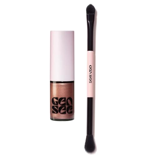 GEN SEE The Hollywood Shimmer Set (Gilded Rose Mixed Media Metallic & Dual Sided Eyeshadow Brush) Beauty & Personal Care Gen See