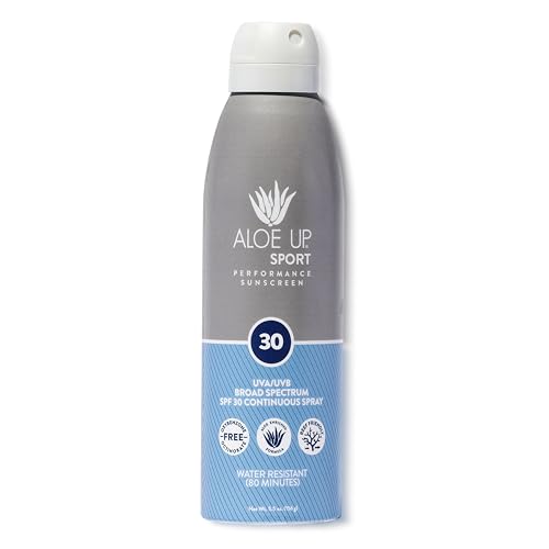 Aloe Up Sport Continuous Spray Sunscreen SPF 30 - Broad Spectrum UVA/UVB Sunscreen Protector for Face and Body - With Aloe Vera Gel - Fast Absorbing Beauty & Personal Care ALOE UP