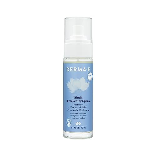 Derma E Biotin Thickening Spray - Volumizing Protein-Enriched Texturizer for Fine Hair with Panthenol, Therapeutic Mint and Chanterelle Mushroom, 3.3 Beauty & Personal Care Derma E