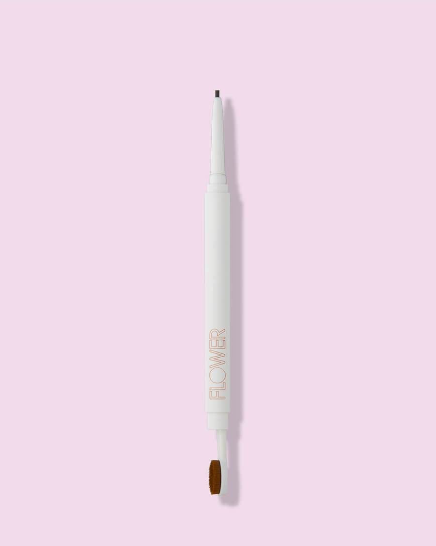 FLOWER BEAUTY By Drew Barrymore Microbrow Eyebrow Pencil - Skinny + Precise Lines - Hair-Like + Natural Finish - Built-In Brush - Espresso