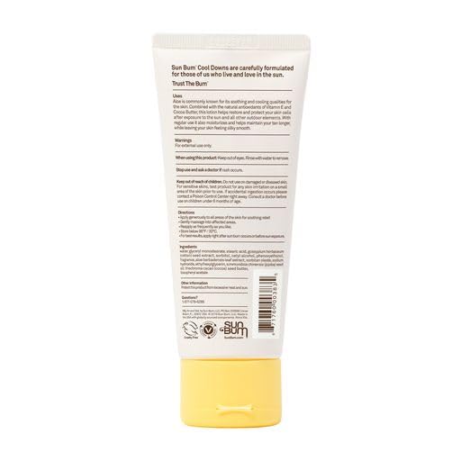 Sun Bum Cool Down Hydrating After Sun Lotion with Hydrating Aloe, Cocoa Butter and Vitamin E - Moisturizing Sun Burn Relief - Gluten Free, Vegan - 6oz Beauty & Personal Care Sun Bum