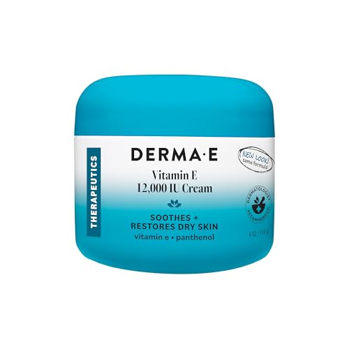 Derma E Vitamin E 12,000 IU Cream - Moisturizer for Face and Body - Multi-purpose Face Cream, Hand Cream and Body Lotion Soothes and Protects, 4 oz Beauty & Personal Care Derma E