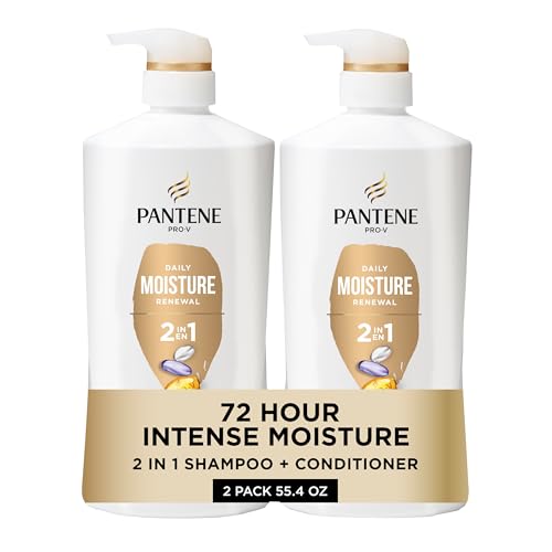 Pantene 2-in-1 Shampoo & Conditioner, Daily Moisture Renewal - Pro-V Nutrients for Dry, Color-Treated, Straight to Curly Hair, 72-Hour Hydration Beauty & Personal Care Pantene