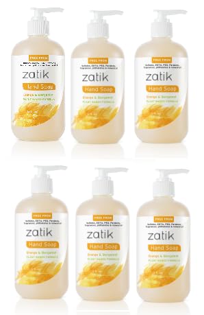 Zatik Naturals - Liquid Hand Soap with Orange & Bergamot, Moisturizing Handwash, Grey Water Safe, 12 fl oz (Pack of 6) Beauty & Personal Care Zatik