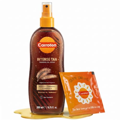 Carroten Intensive Tanning Oil Spray | Browning Oil Tan Accelerator | Vitamin E with Carrot & Coconut Oils | Water-Resistant, Silky Hydration | Beauty and Personal Care Carroten Default Title