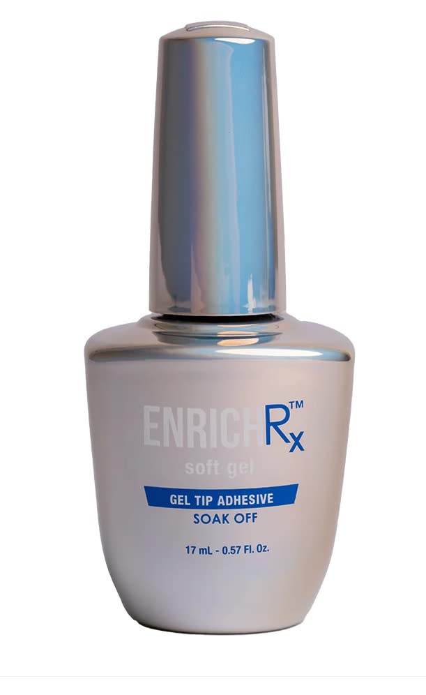 KUPA EnrichRx Soft Gel Tip Adhesive, Soak-Off Nail Tip Glue, Pre-Roughened Soft Gel Tip System, Quick Cure, Long-Lasting Wear, 0.57 fl oz