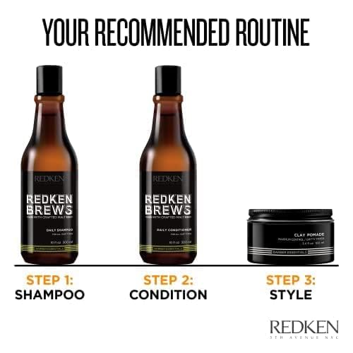Redken Brews Clay Pomade For Men - Volumizes Fine And Medium Hair With Long-Lasting High Hold and Matte Finish Beauty & Personal Care Redken Brews