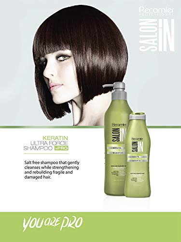 Salon In by Recamier | Keratin Ultra Force Set - Keratin Shampoo, Conditioner (10.1 fl oz each) & Hair Serum (2.87 fl oz) | Shampoo & Conditioner Set Beauty & Personal Care RECAMIER PROFESSIONAL SALON IN
