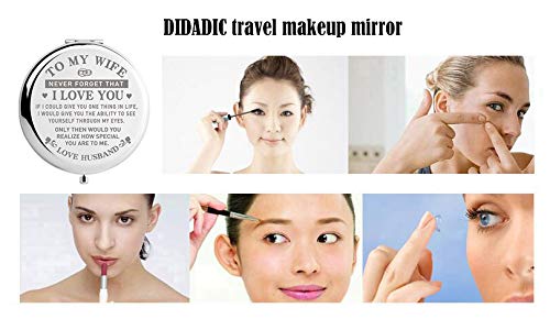 DIDADIC Travel Makeup Mirror for Wife, Wife Birthday Gift Ideas, Wife Gifts for Wedding Anniversary Valentines Day Mothers Day, Romantic Gift for Her Beauty & Personal Care DIDADIC