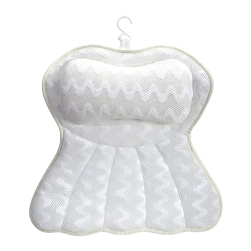 ulafbwur Bath Pillow Bathtub Pillow, Bathtub Pillow with 6 Suction Cups Hook Washable Ergonomic Air Mesh Non-Slip Neck Shoulder Back Support Thick Beauty and Personal Care ulafbwur
