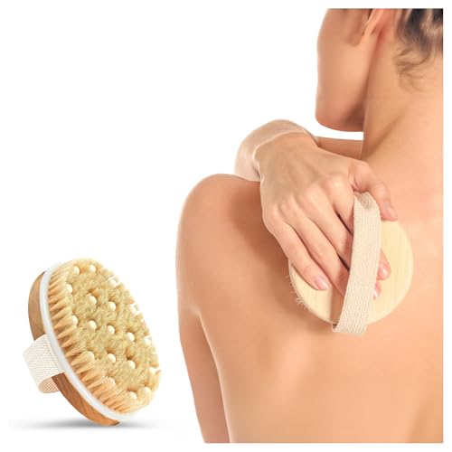 Dry Body Brush for Exfoliating - Natural Bamboo Skin Scrubber with Premium Bristles, Lymphatic Dry Brushing Body Brush for Showering, Exfoliating Tool Beauty and Personal Care rengöra